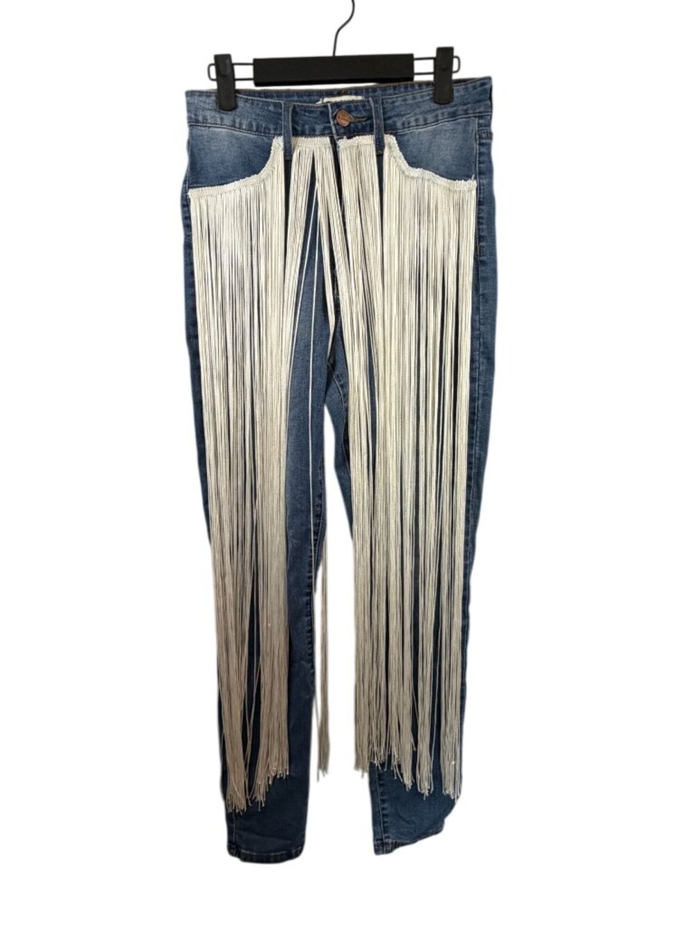 Denim Fringe Pants By AP Blue Womens Size 11 Medium Wash Cotton Blend